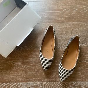 J. Crew Black and White Stripe Amelia Flats